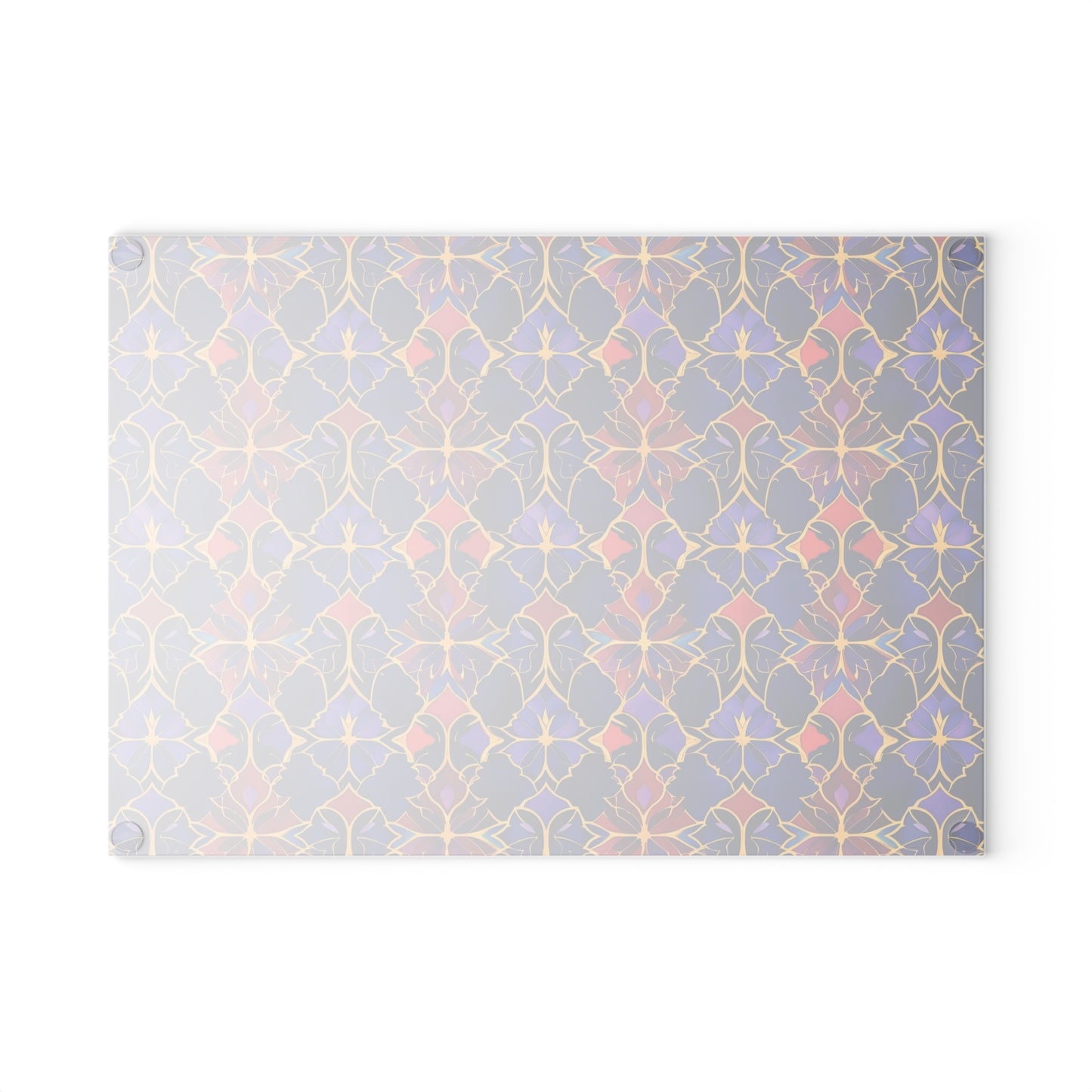 Glass Cutting Board — Vibrant Floral Tile Pattern Decorative Kitchen Board