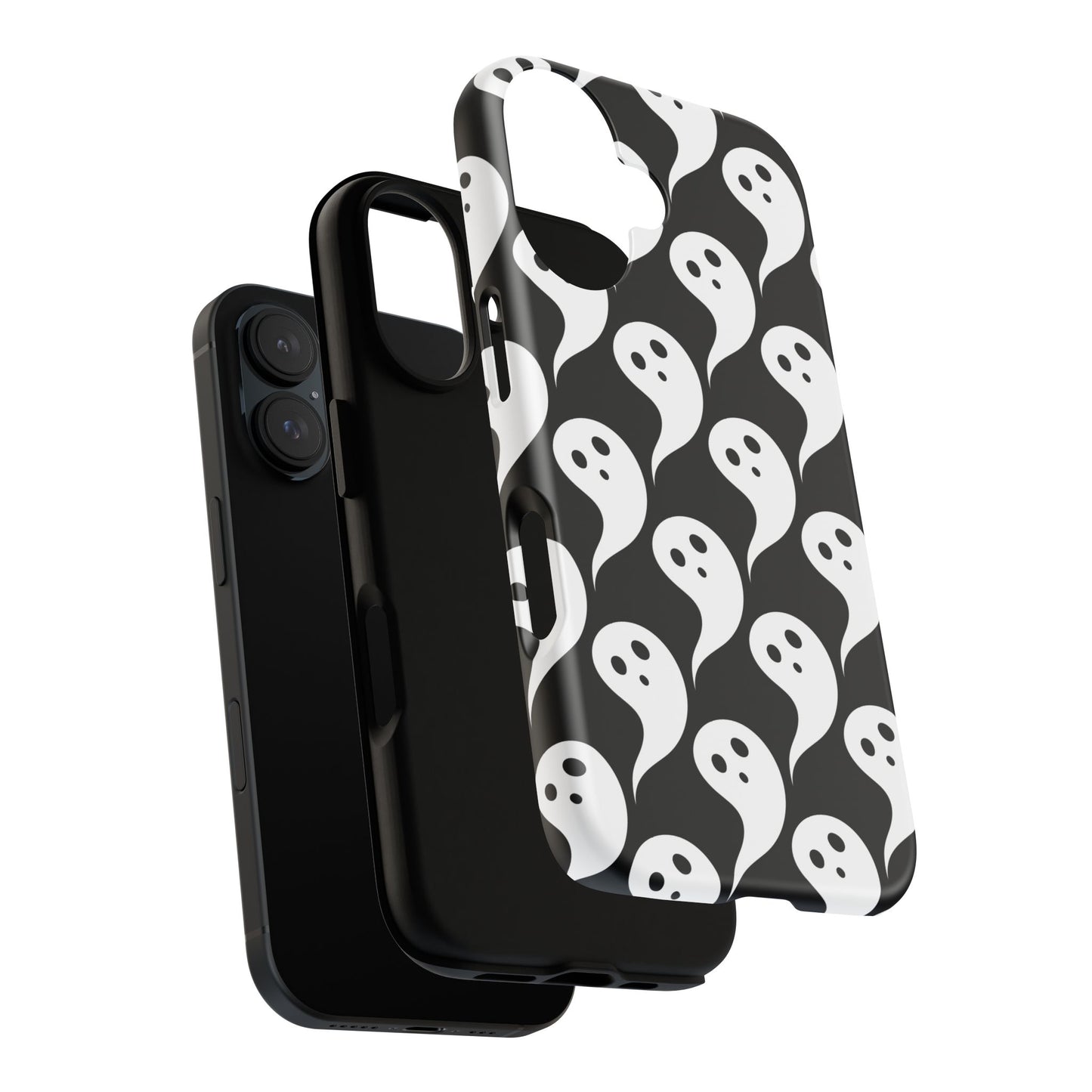 Ghost Pattern Phone Case, Cute Ghost Cell Phone Cover, Halloween Accessory, Spooky Gift, Black and White Phone Case