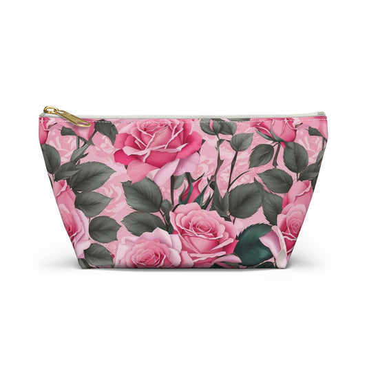 Floral Accessory Pouch - Stylish Makeup Bag, Organizer, Travel Toiletry Case, Gift for Her, Rose Flower Design