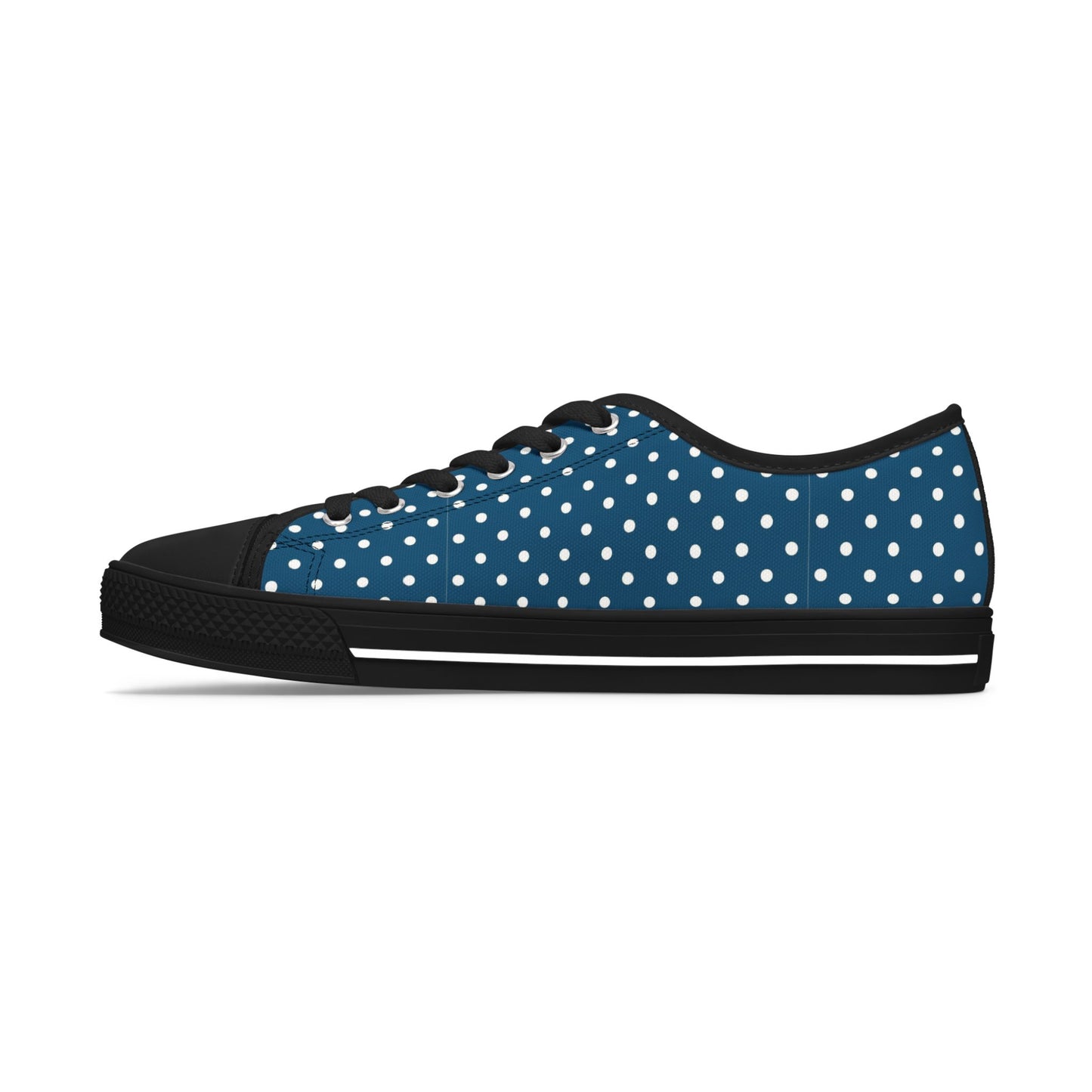 Polka Dot Low Top Sneakers — Navy White Retro Casual Shoes