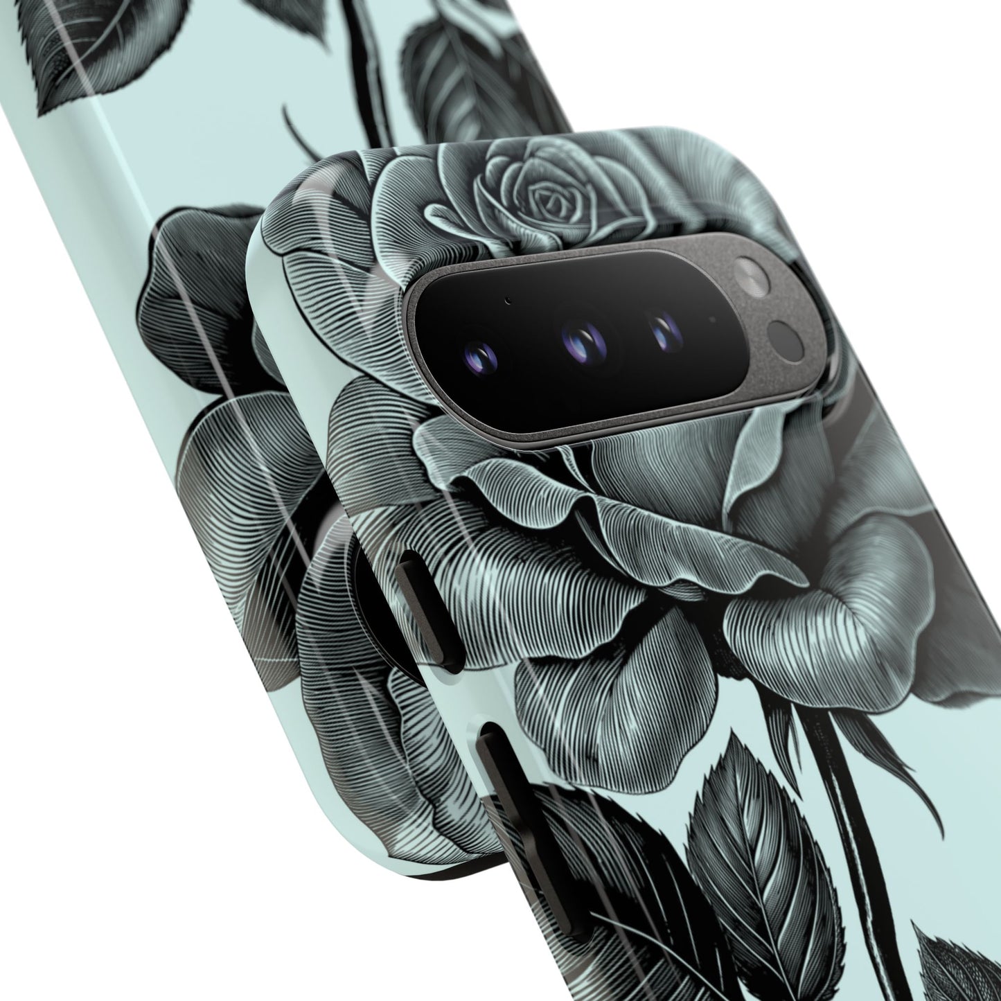 Elegant Floral Phone Case, Tough Cases for iPhones, Black Rose Design, Gift for Her, Stylish Phone Cover, Birthday Gifts