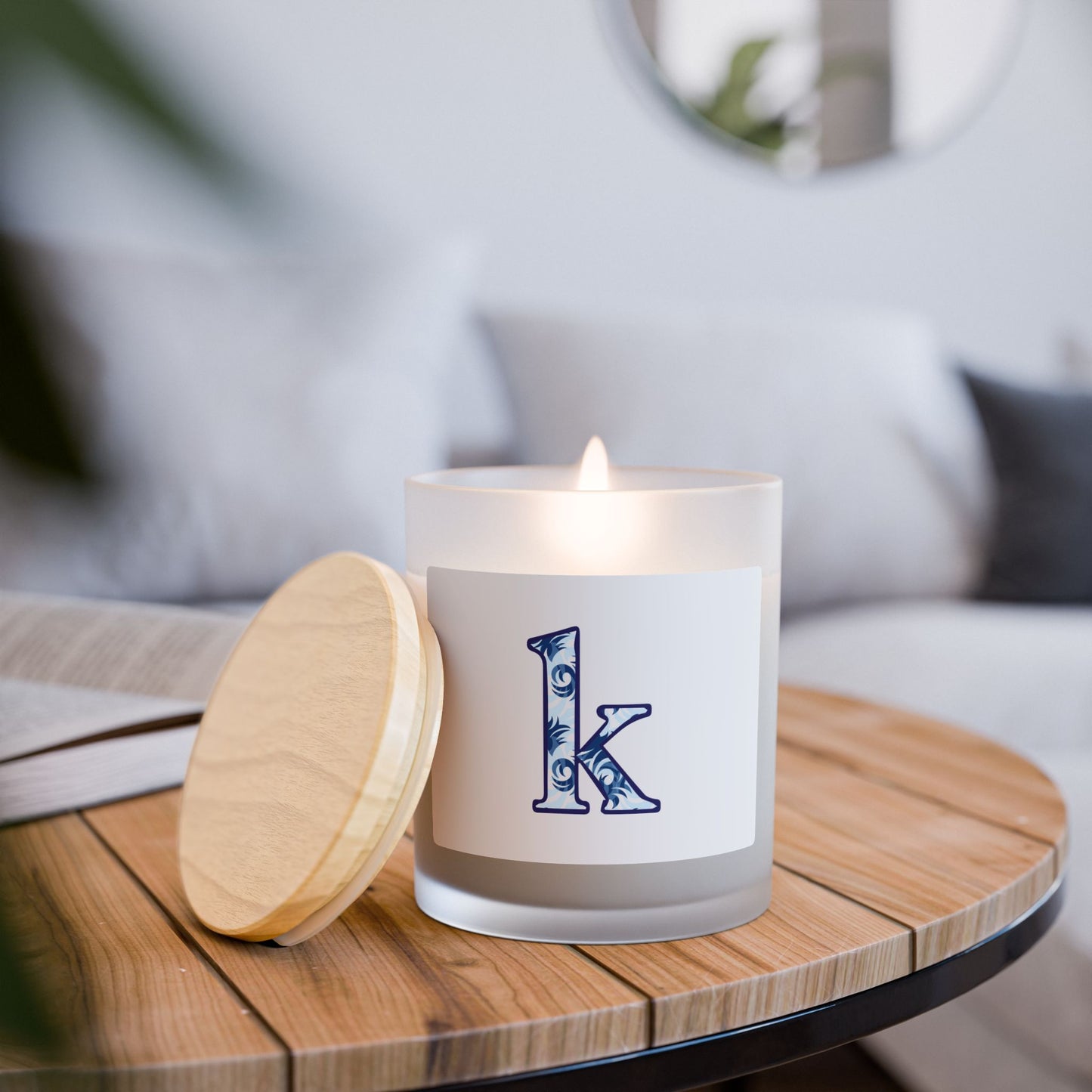 Personalized Frosted Glass Candle | Custom Initial Candle | Relaxing Home Decor | Gift for Her | Birthday, Housewarming, Wedding
