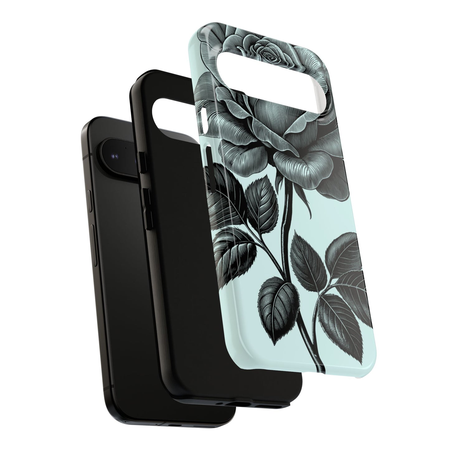 Elegant Floral Phone Case, Tough Cases for iPhones, Black Rose Design, Gift for Her, Stylish Phone Cover, Birthday Gifts