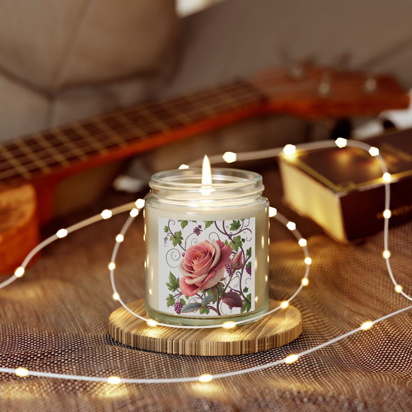 Romantic Floral Scented Candle, Perfect Gift for Her, Rose Essence, Home Decor, Aromatherapy