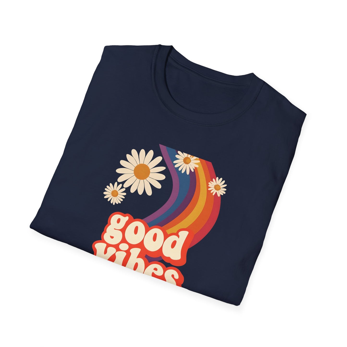 Good Vibes Unisex Softstyle T-Shirt, Retro Sunshine Tee, Positive Energy Shirt, Festival Apparel, Gift for Friends