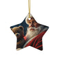 Santa Bear Ceramic Ornaments - 2-Sided Christmas Decor, Holiday Gifts, Tree Decorations, Set of 1, 3, 5, 10