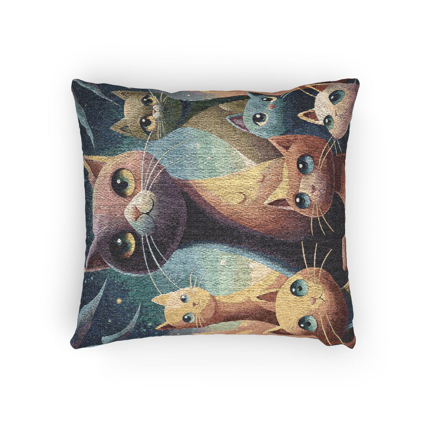 Whimsical Cat Woven Pillow - Cozy Cat Lover's Decor, Gift for Pet Owners, Home Accents, Unique Living Room Decor, Cat Themed Gift