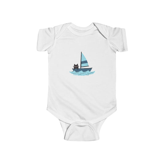Nautical Cat Baby Bodysuit, Cute Baby Outfit, Infant Sailing Gift, Newborn Clothes, Adorable Baby Onesie, Unique Baby Shower Present