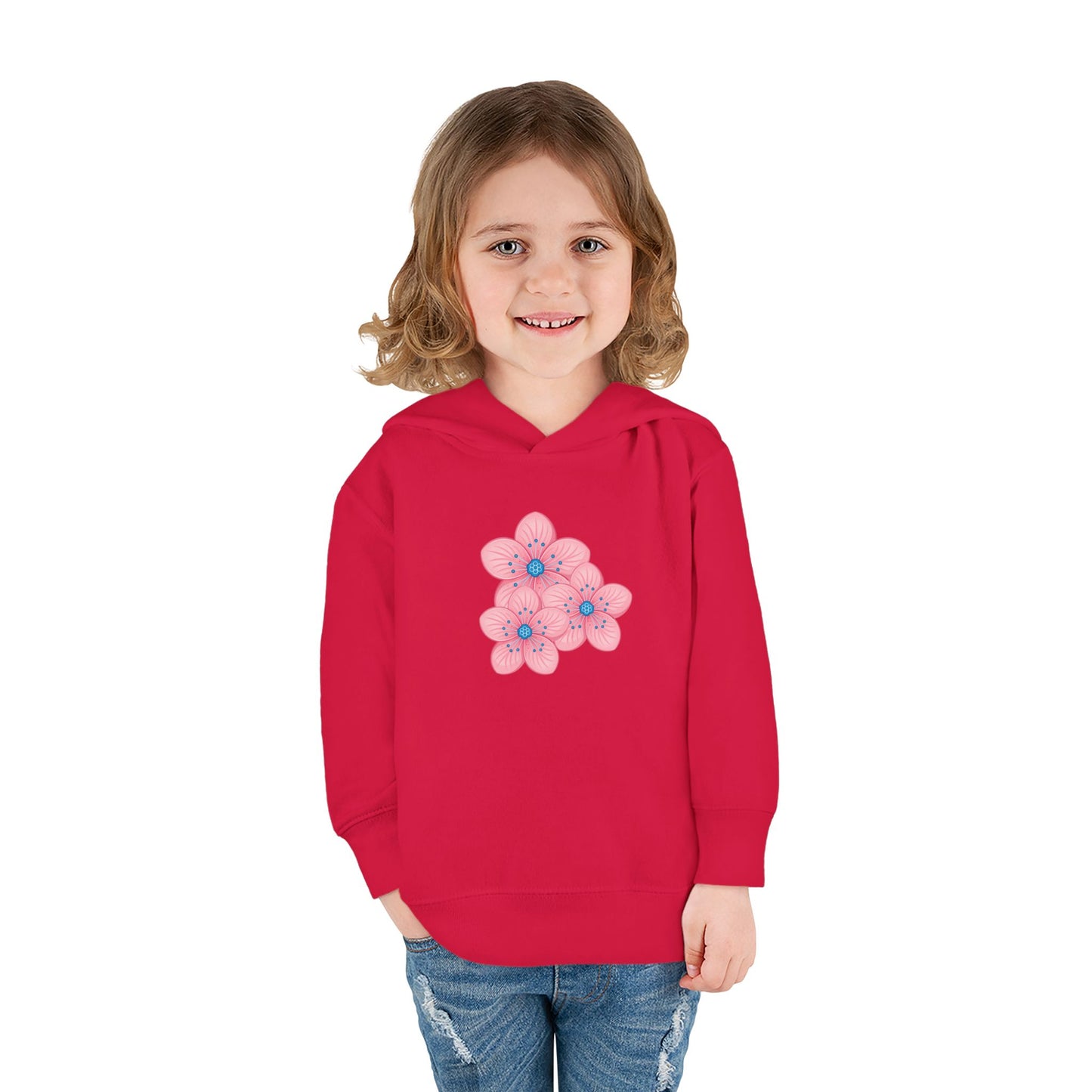 Adorable Toddler Pullover Fleece Hoodie with Pink Flower Design, Kids Sweatshirt, Toddler Clothing, Spring Outfit, Cute Gift for Kids