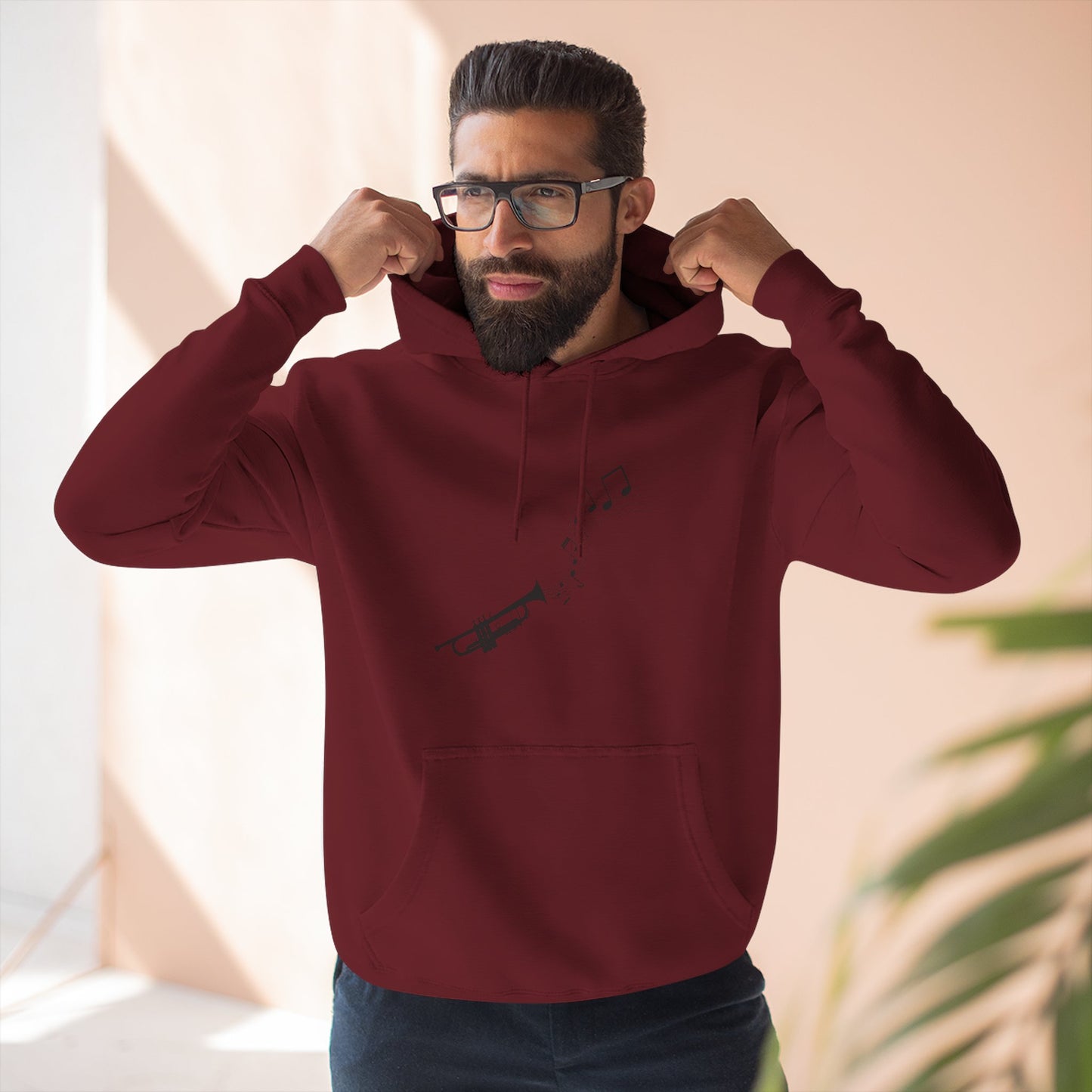 Trumpet Music Notes Hoodie — Minimalist Jazz Instrument Pullover
