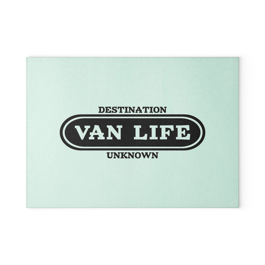 Van Life Glass Cutting Board - Perfect Gift for Travelers, Kitchen Decor, Campsite Cooking, RV Living, Adventure Enthusiasts