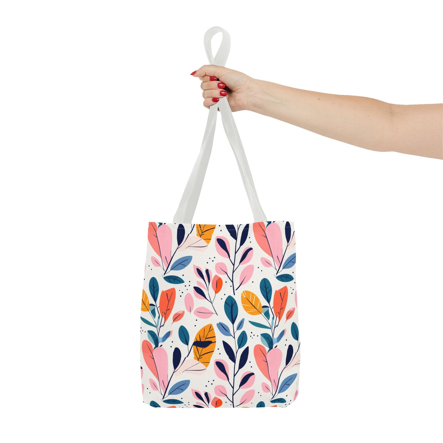 Floral Leaves Tote Bag — Colorful Botanical All-Over Print Bag