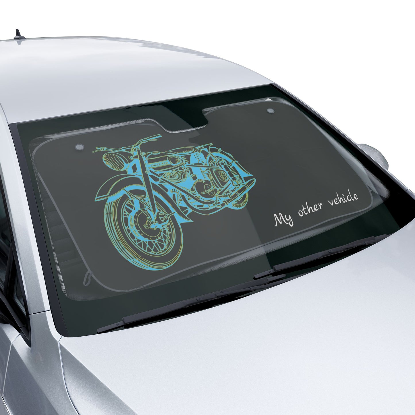 Motorcycle Design Car Sunshade — "My Other Vehicle" Windshield Sun Shade