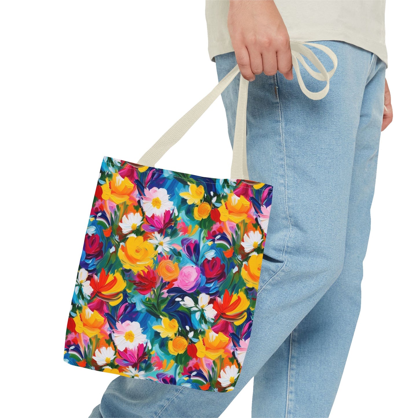 Colorful Floral Tote Bag — Vibrant All-Over Print Shopper