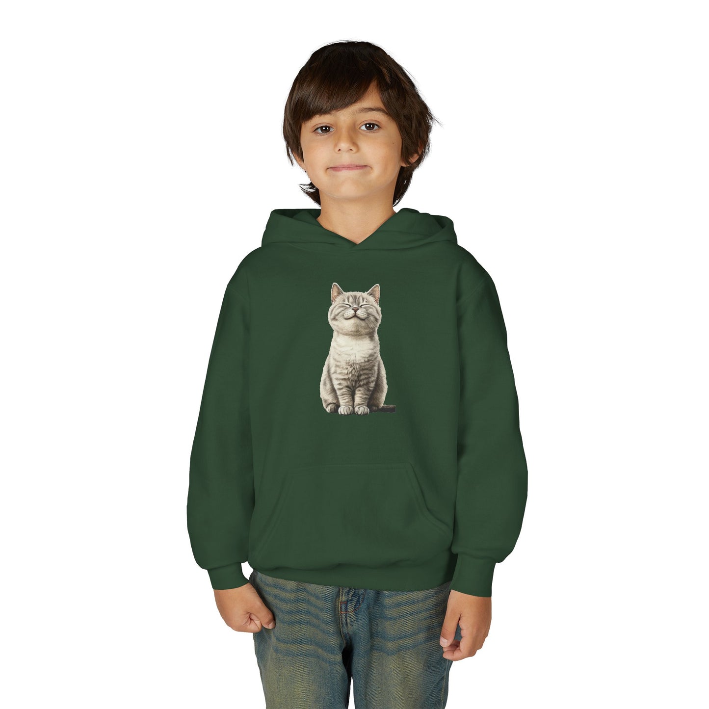 Kids Cat Hoodie – Cute Sitting Kitten Youth Hooded Sweatshirt