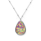 Colorful Patterned Oval Necklace, Teardrop Pendant Jewelry, Unique Gift for Her, Boho Chic Accessory, Everyday Wear, Statement Piece