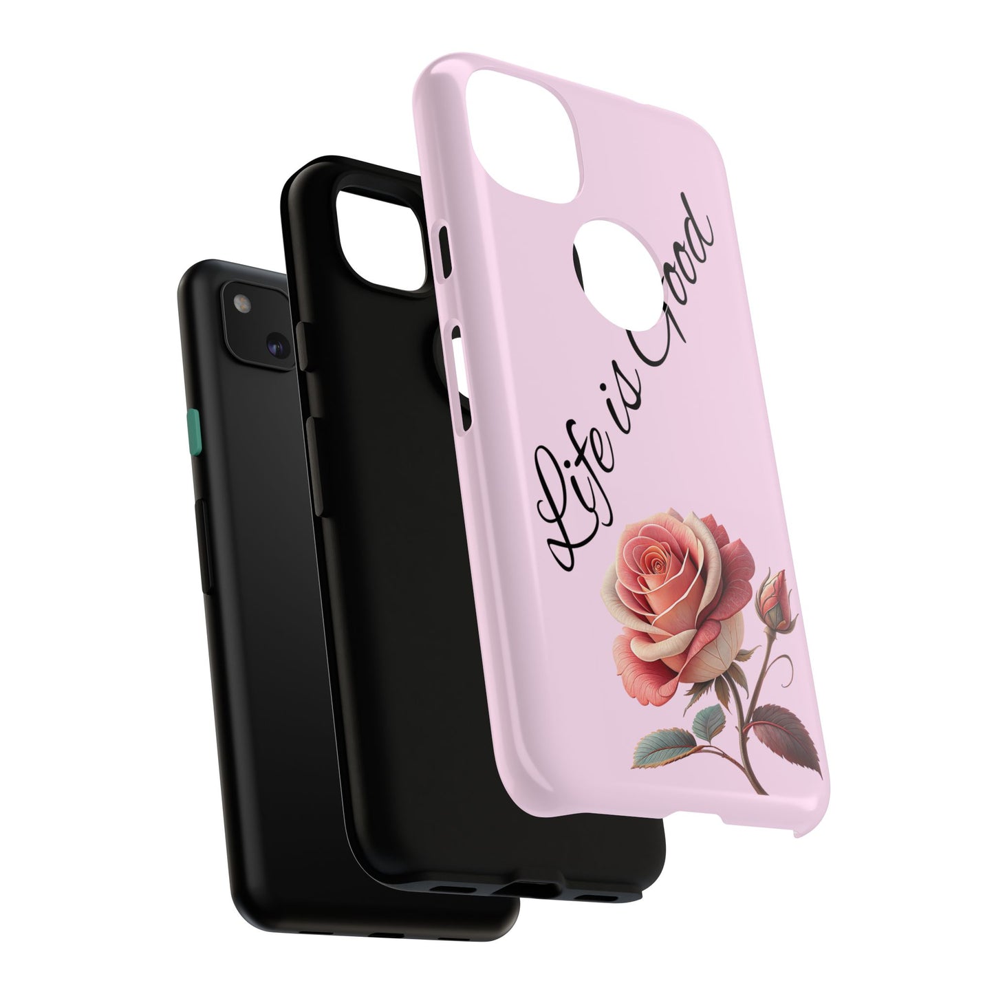 Roses & Positivity Phone Case - Floral Design, Life is Good, Tough Cases for Everyday Wear, Gift for Friends, Mother's Day, Spring [...]