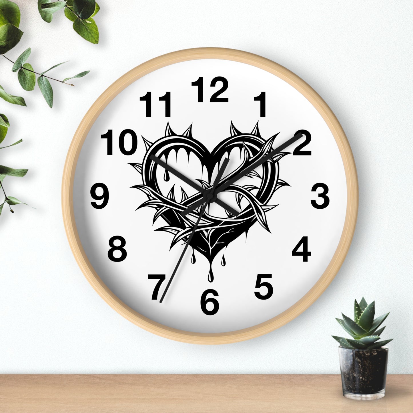 Heart & Thorns Wall Clock - Gothic Decor, Home Wall Art, Unique Timepiece, Perfect Gift for Her, Stylish Home Accessories