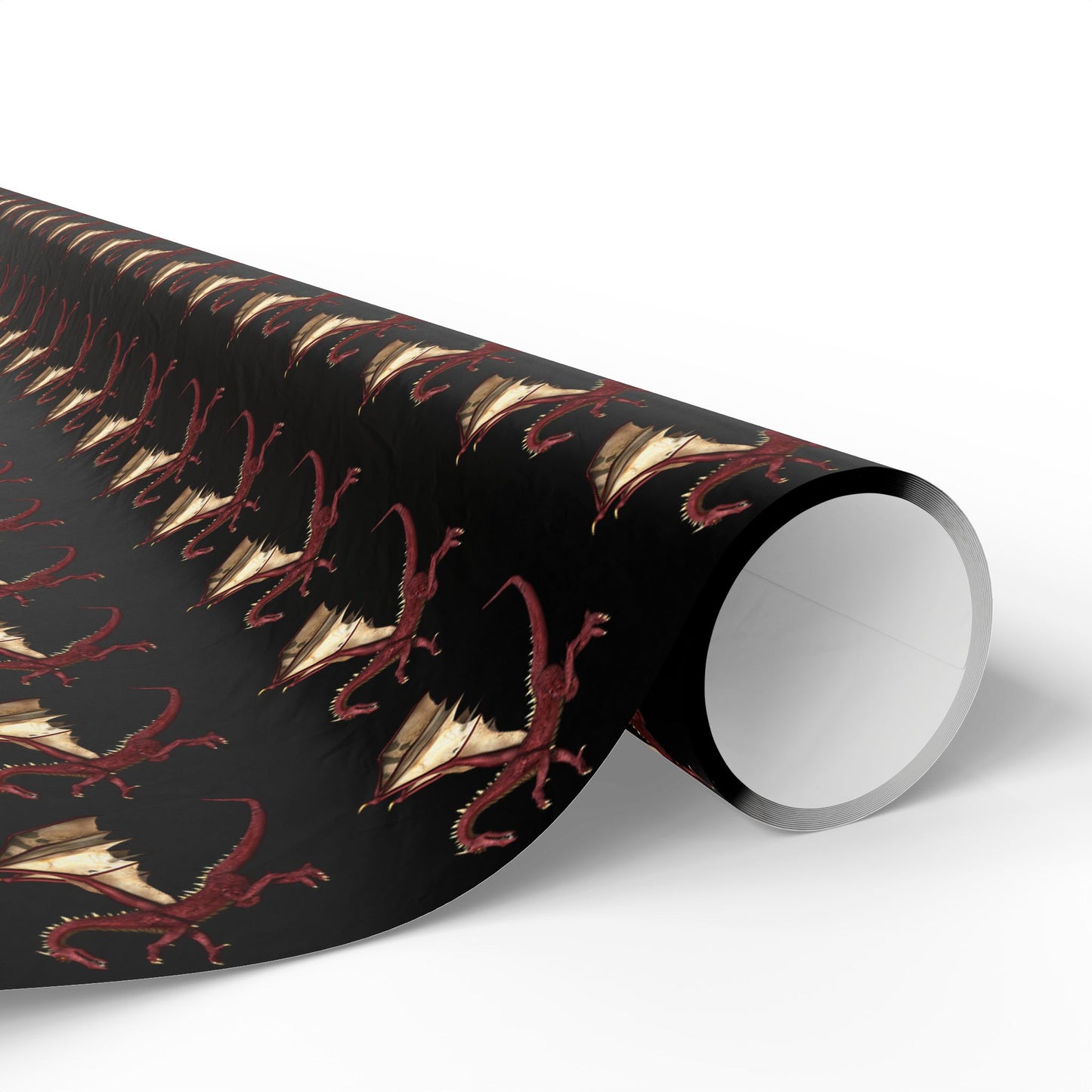 Dragon Pattern Wrapping Paper Roll — Dark Fantasy Gift Wrap