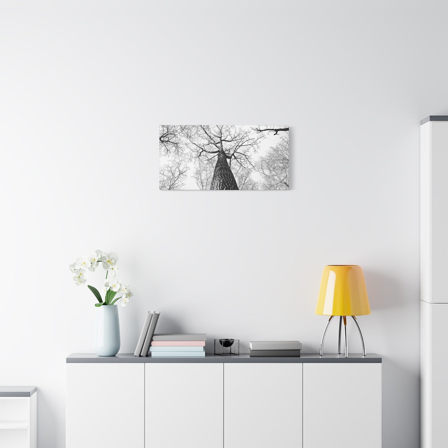 Black & White Tree Canopy Matte Canvas Wall Art — Upward Forest Photography
