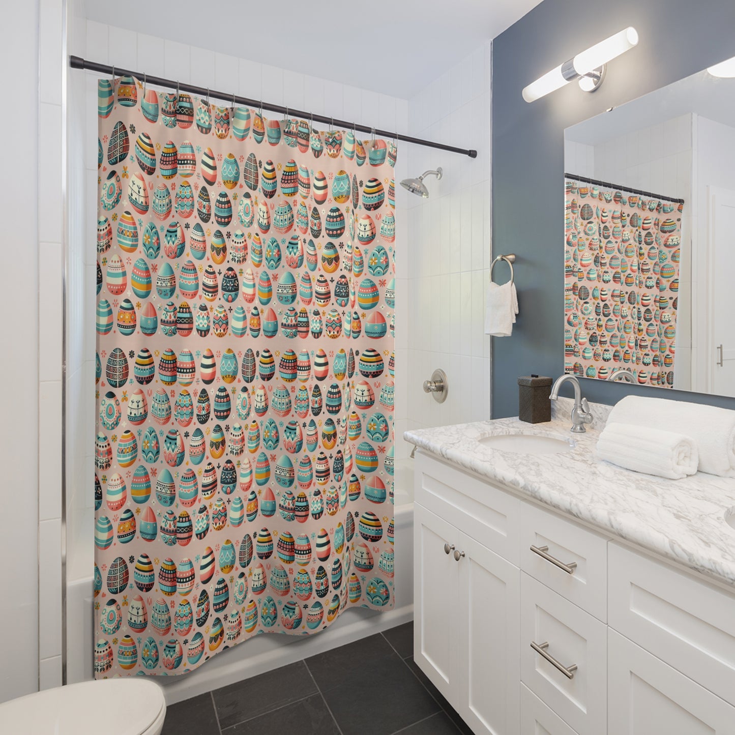 Easter Egg Shower Curtain Vibrant, Fun Bathroom Decor for Spring Celebrations