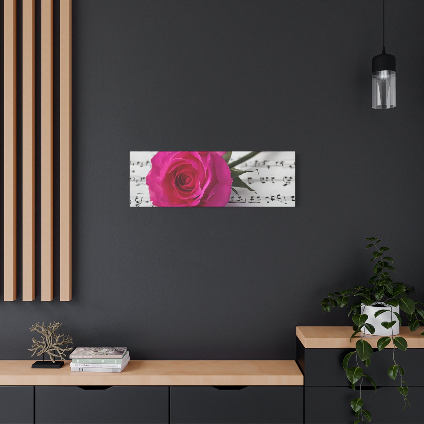 Stretched Canvas Art Print, Classic Rose on Sheet Music, Floral Wall Decor, Home Decoration, Gift for Music Lovers