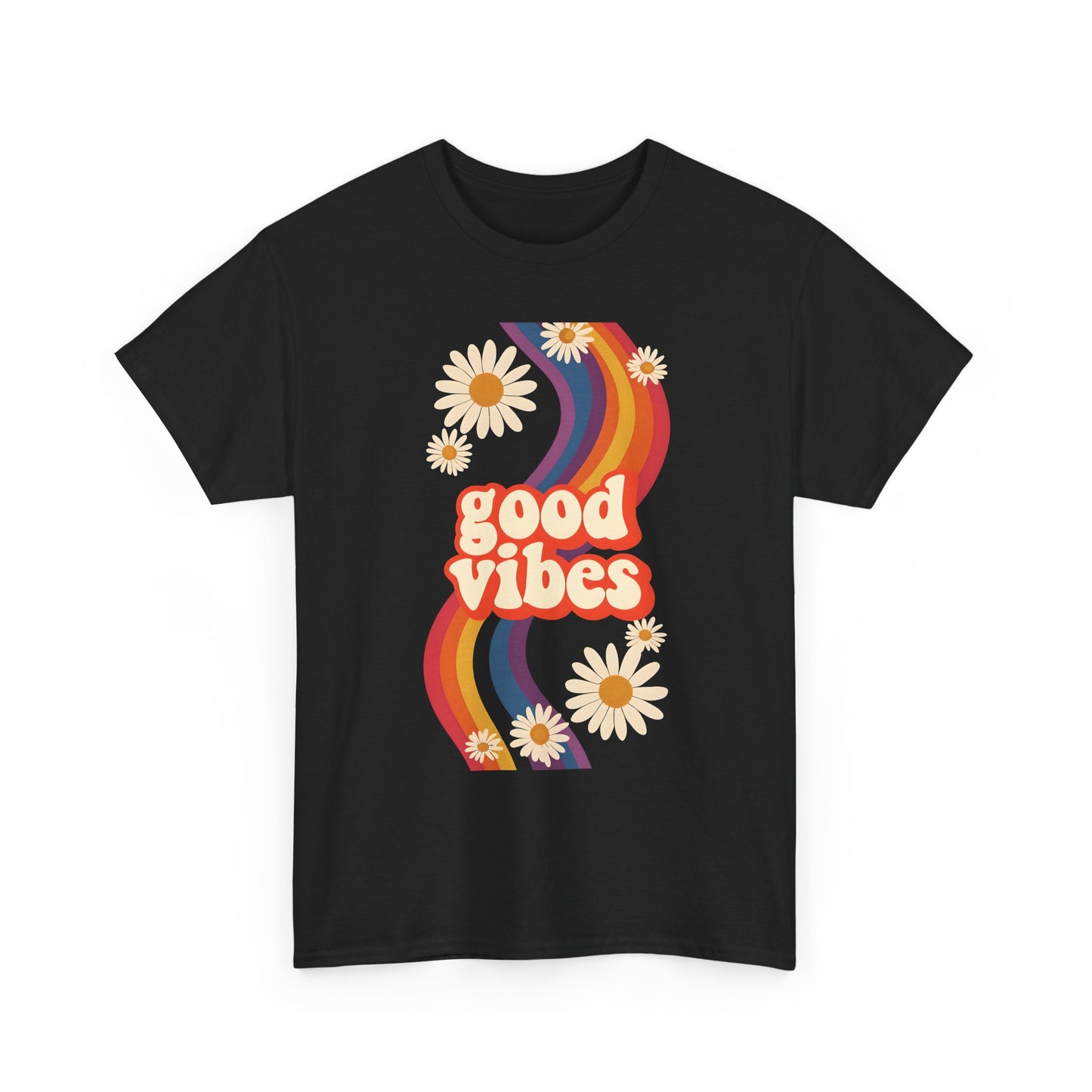Good Vibes Unisex Heavy Cotton Tee, Retro Graphic T-Shirt, Feel Good Apparel, Summer Outfit, Casual Gift for Friends