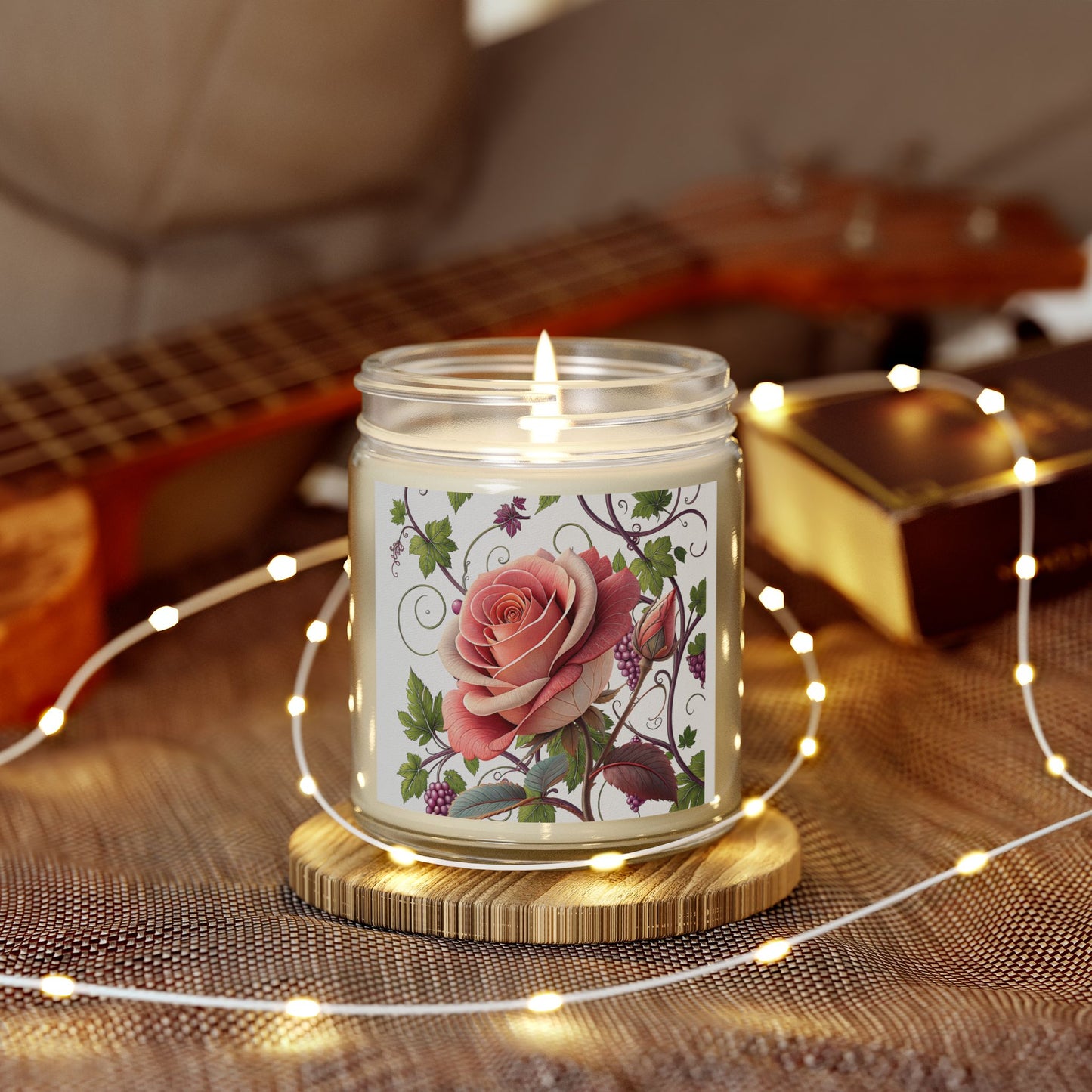 Romantic Floral Scented Candle, Perfect Gift for Her, Rose Essence, Home Decor, Aromatherapy