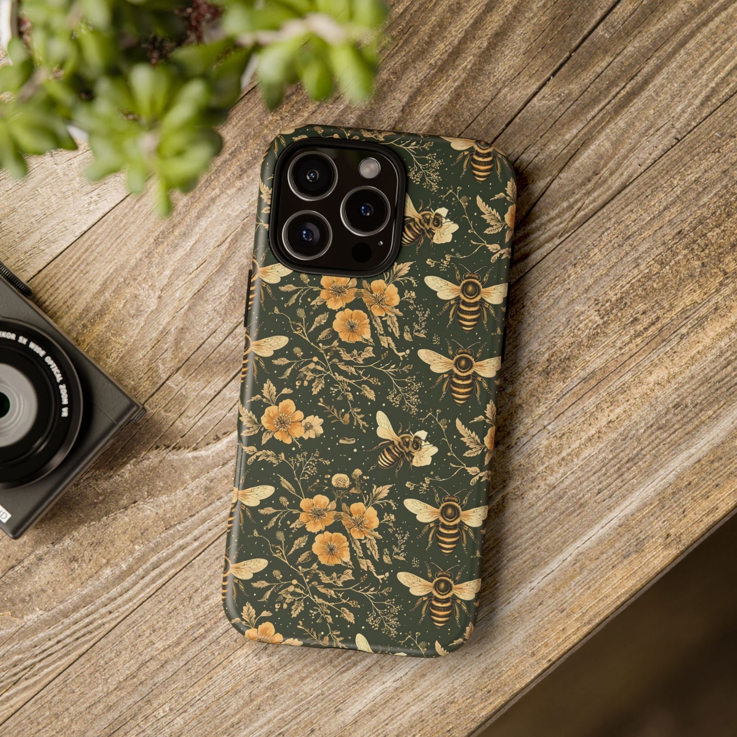 Nature-Inspired Phone Case, Tough Cases for Nature Lovers, Floral Bee Design, Eco-Friendly Gift, Summer Vibes, Trendy Phone Accessory,