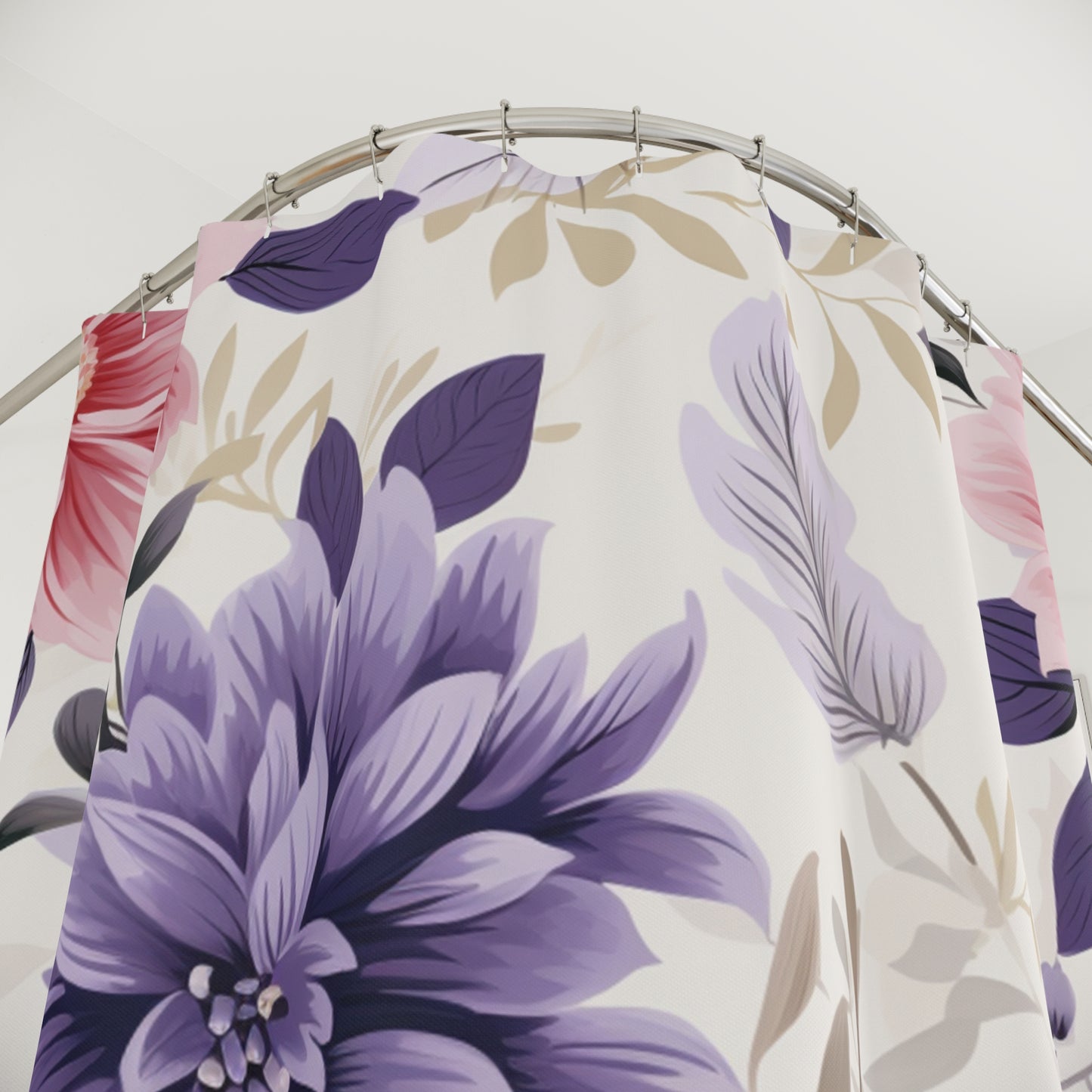 Floral Shower Curtain, Bohemian Bathroom Decor, Flower Print Curtains, Home Spa Accessories, Unique Gift for Her