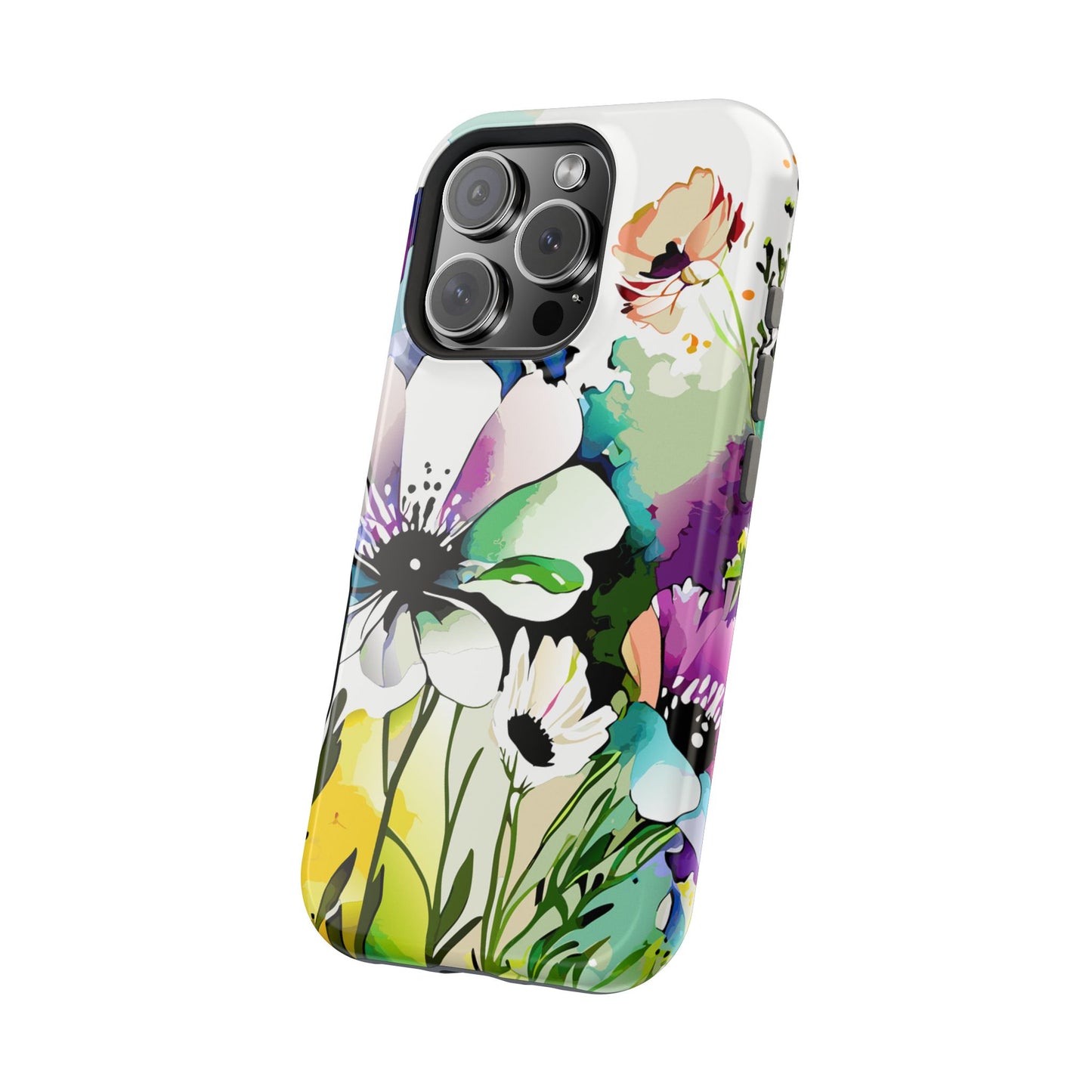 Floral Watercolor Magnetic Phone Case — Impact‑Resistant Protective Cover