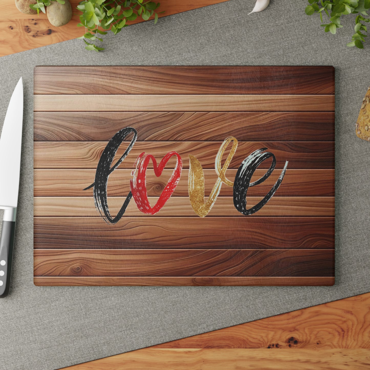 Love-Inspired Glass Cutting Board, Kitchen Decor, Wedding Gift, Anniversary Present, Home Chef Accessory, Heartwarming Gift