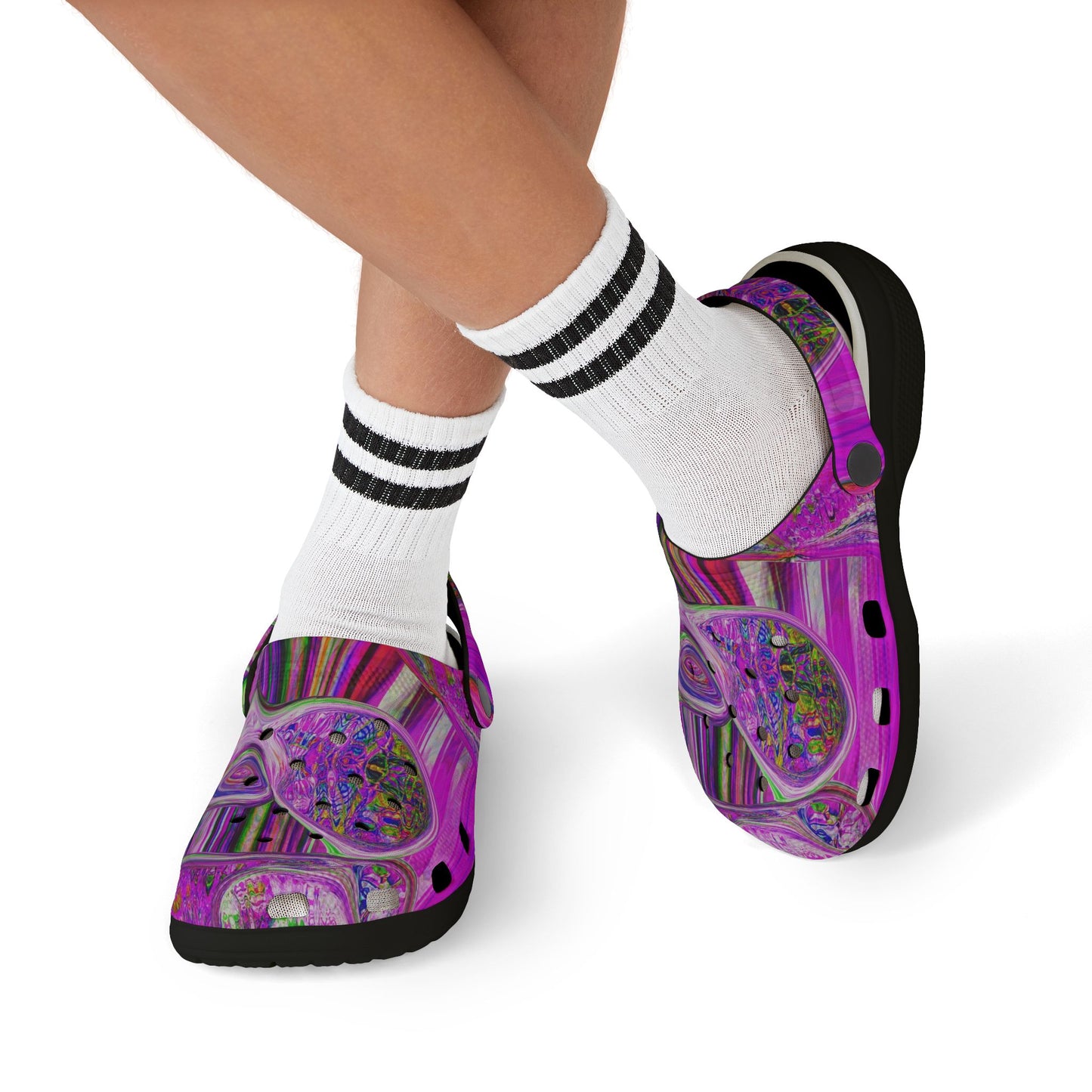 Kids Purple Swirl EVA Foam Clogs — Colorful Psychedelic All-Over Print