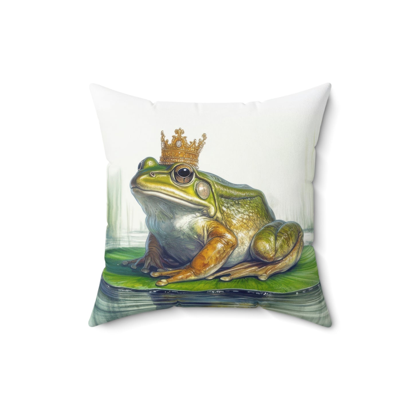 Royal Frog Square Pillow Whimsical Home Decor Frog King Pillow