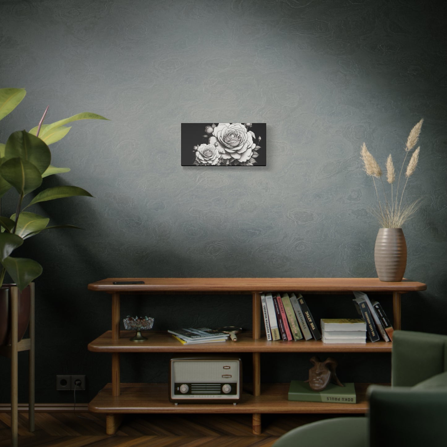 Monochrome Rose Canvas Print — Black & White Floral Wall Art