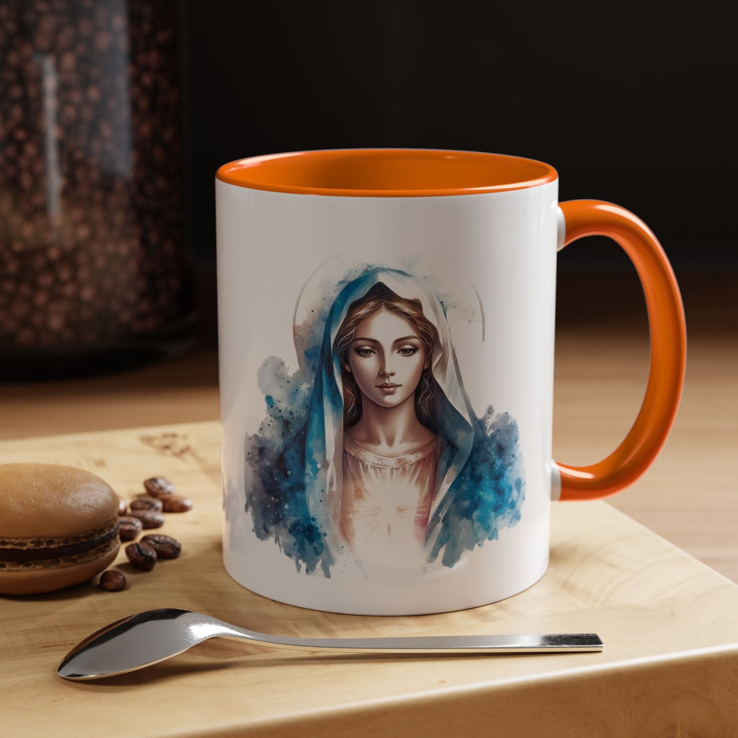 Serene Virgin Mary Coffee Mug - Spiritual Inspiration, Gift for Faith Lovers, Home Decor, Mother's Day, Religious Art
