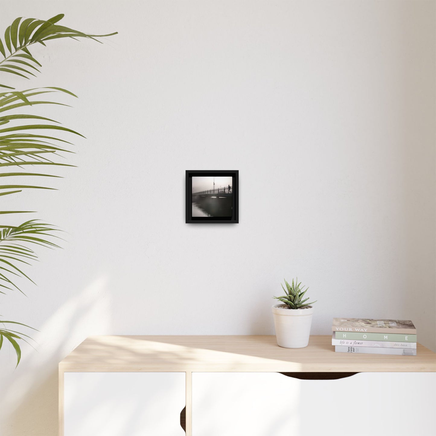 Framed Matte Canvas - Foggy Bridge Black & White Photography
