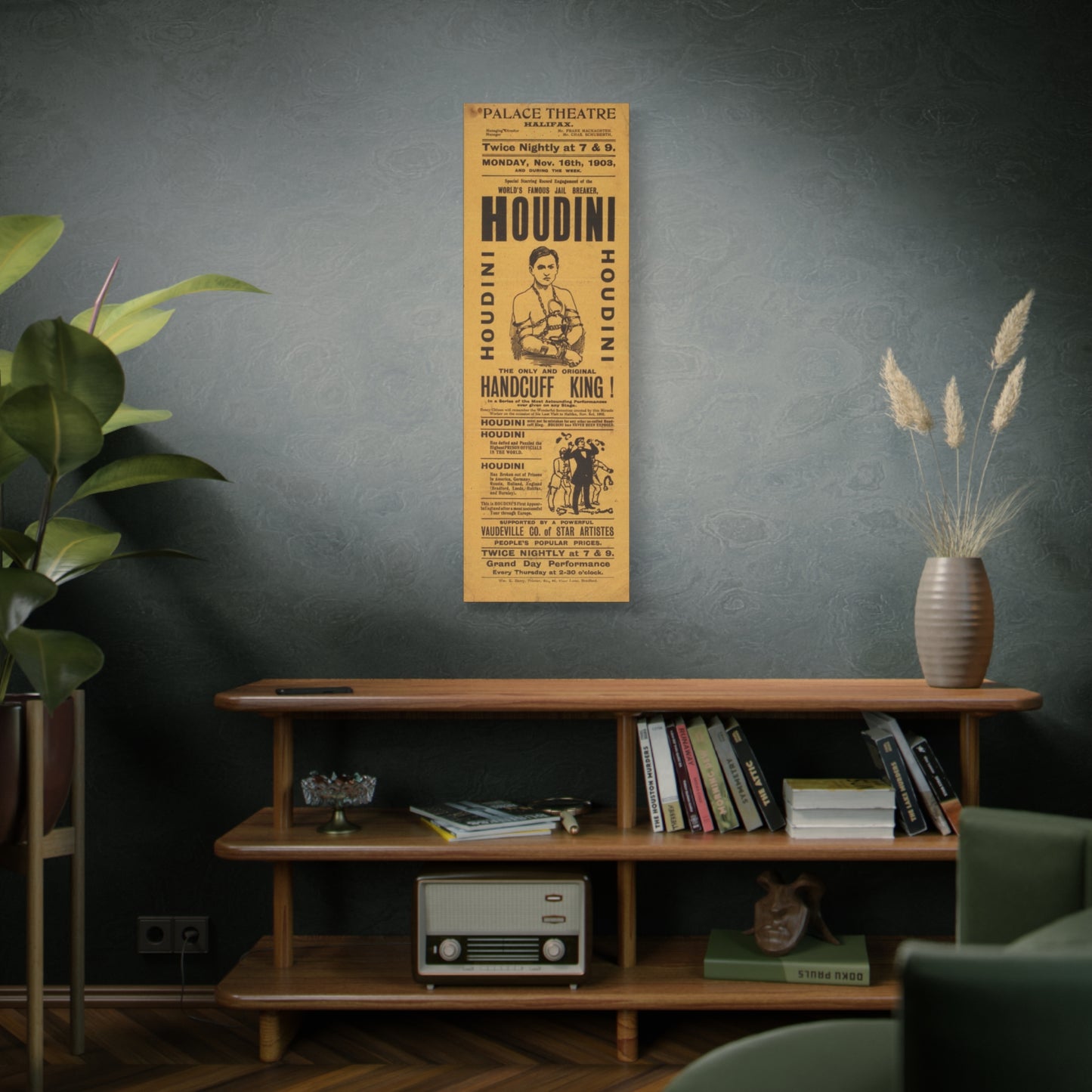 Houdini Vintage Poster Matte Canvas Wall Art (Stretched 1.25")