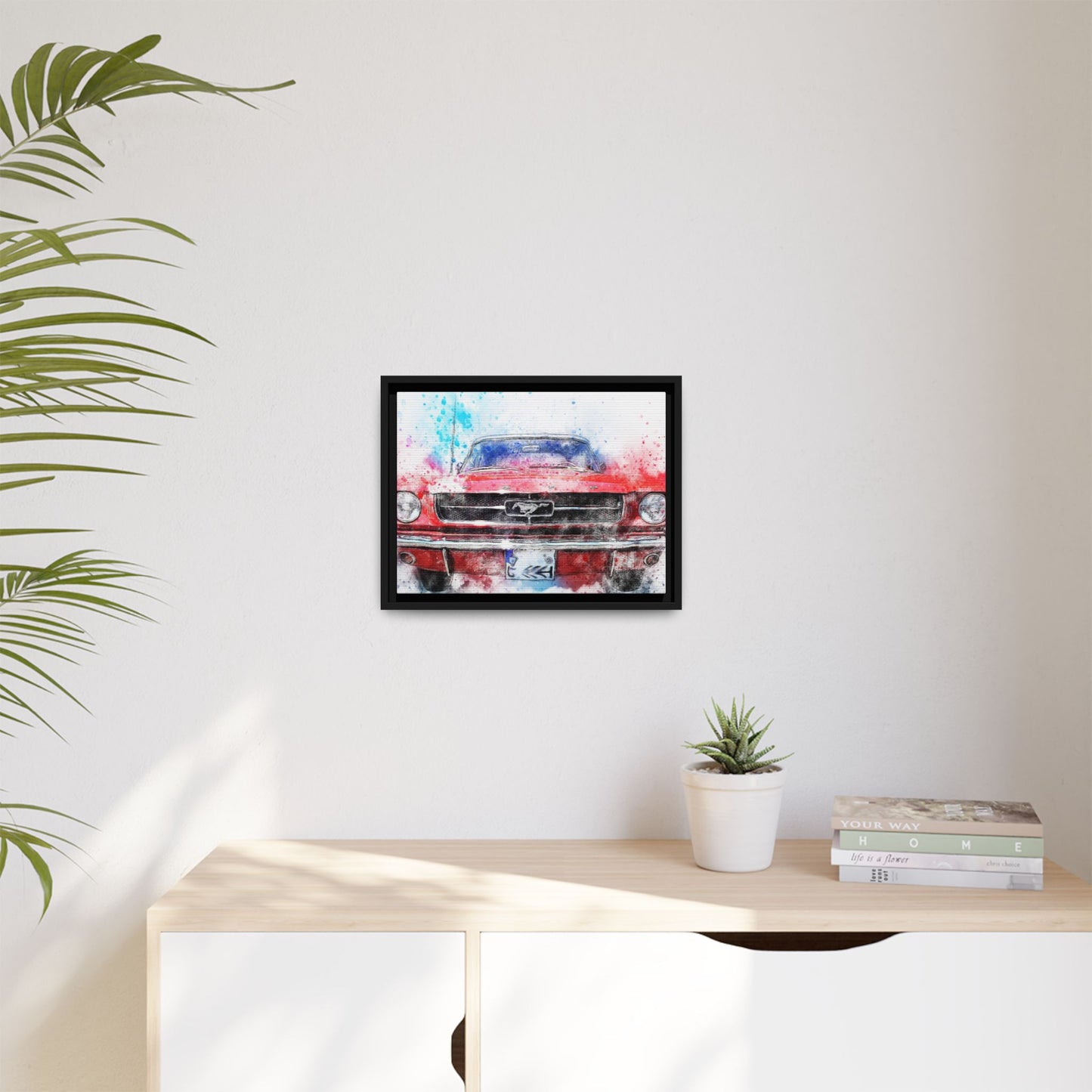 Matte Canvas, Framed Mustang Car