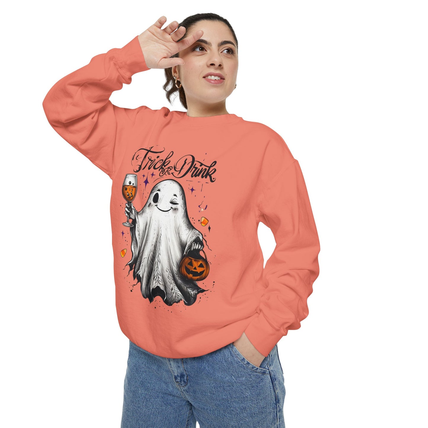 Spooky Ghost Sweatshirt | Trick or Treat Apparel, Halloween Gift, Cozy Unisex Top, Fall Fashion, Casual Wear