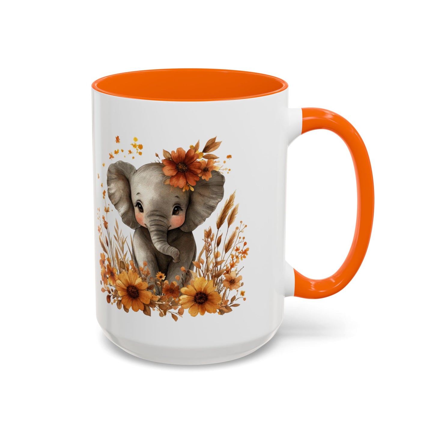 Adorable Elephant Floral Coffee Mug, Cute Animal Mug, Coffee Lover Gift, Kids Mug, Baby Shower Decor