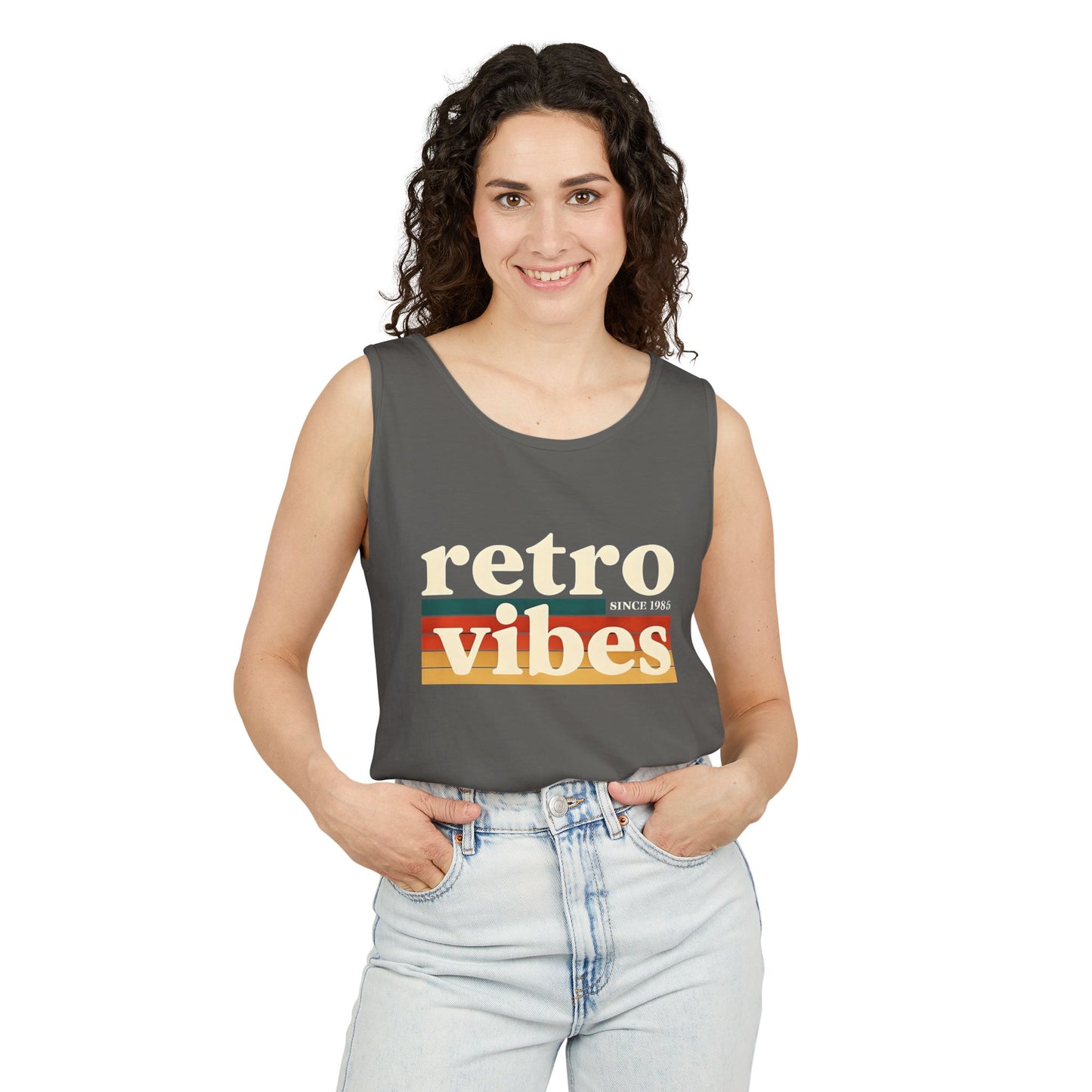 Retro Vibes Tank Top - Unisex Summer Apparel, Casual Wear, Beach Attire, Vintage Style, Gift for Friends