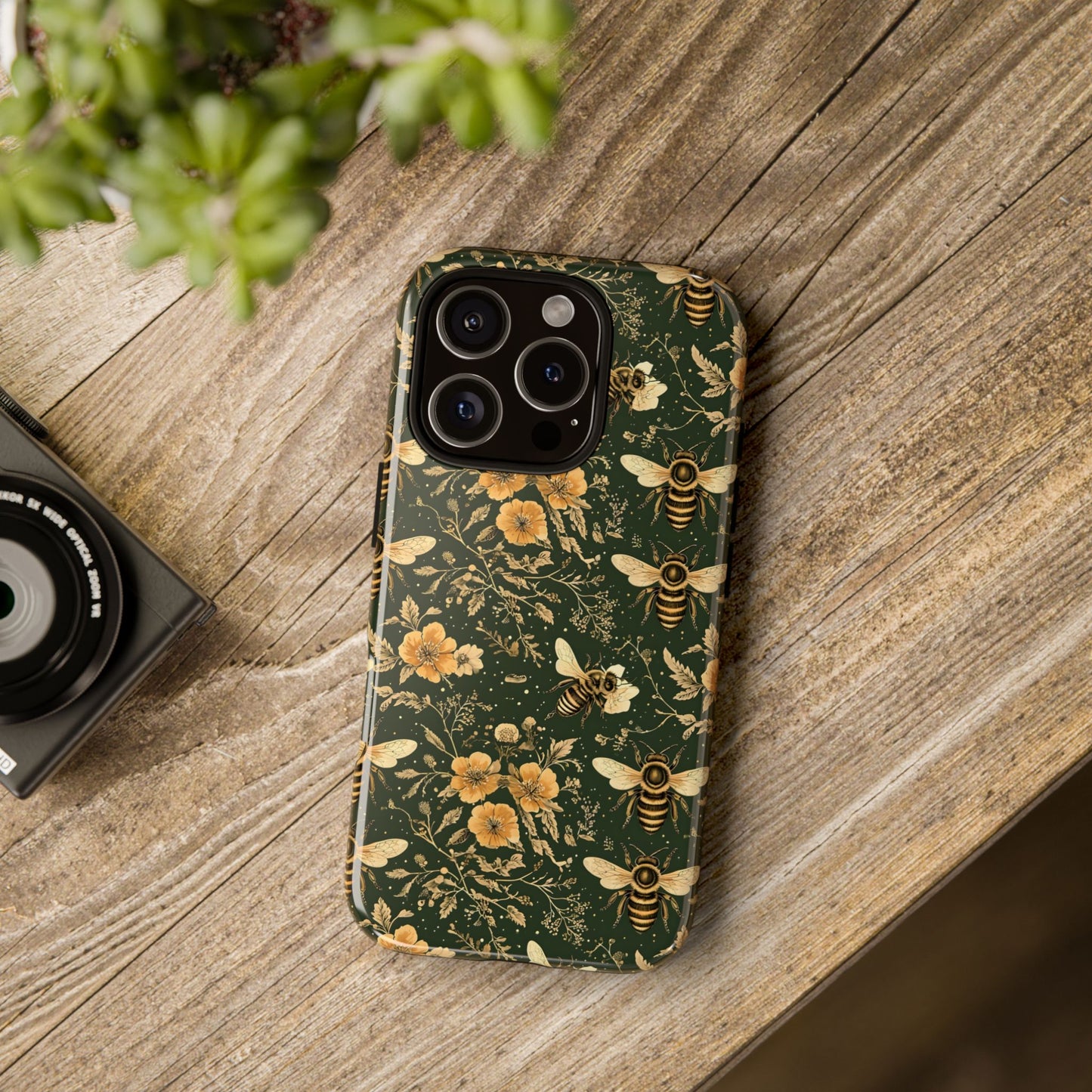 Nature-Inspired Phone Case, Tough Cases for Nature Lovers, Floral Bee Design, Eco-Friendly Gift, Summer Vibes, Trendy Phone Accessory,