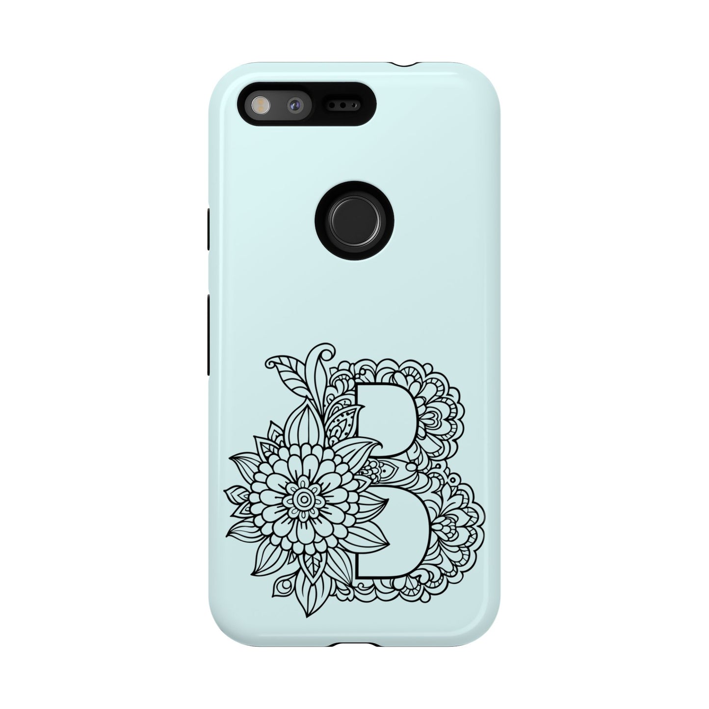 Personalized Tough Phone Case- Letter B, Floral Monogram Cell Phone Cover, Custom Protective Case, Unique Gift, Birthday, Graduation