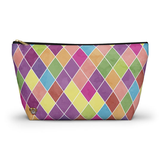 Vibrant Geometric Accessory Pouch, Colorful Makeup Bag, Travel Organizer, Gift for Artists, Pencil Case