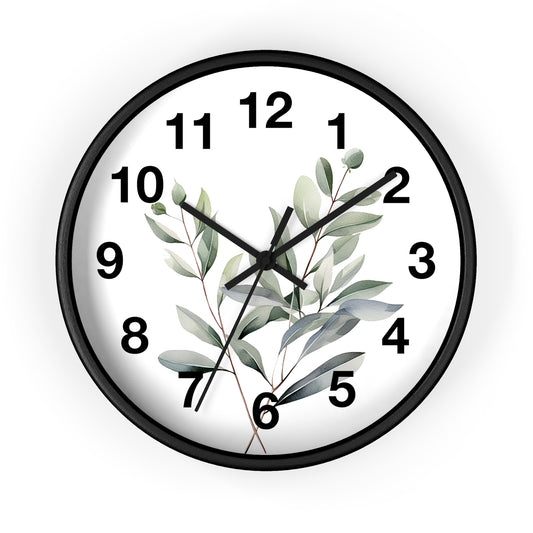 Botanical Wall Clock — Minimal Greenery Clock for Living Room & Bedroom