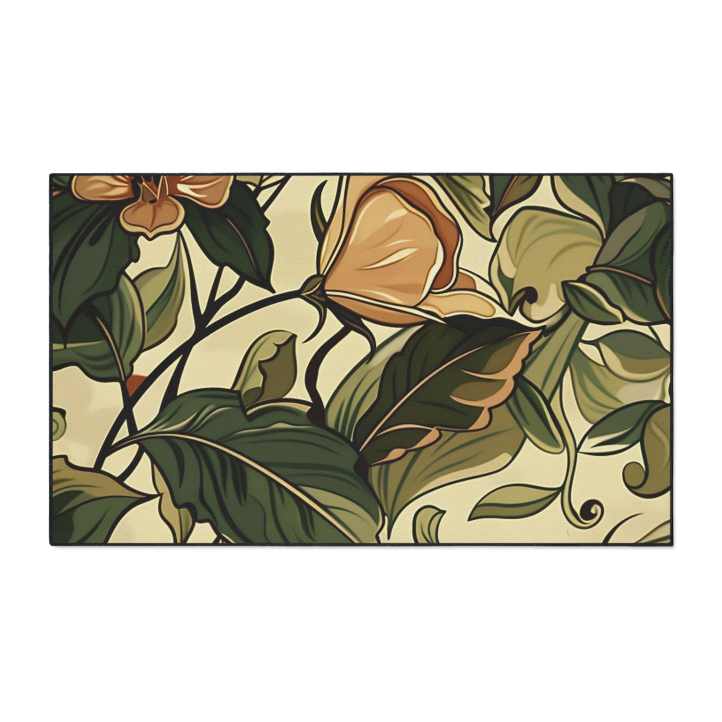 Floral Vine Heavy-Duty Floor Mat — Vintage Botanical Entrance Rug