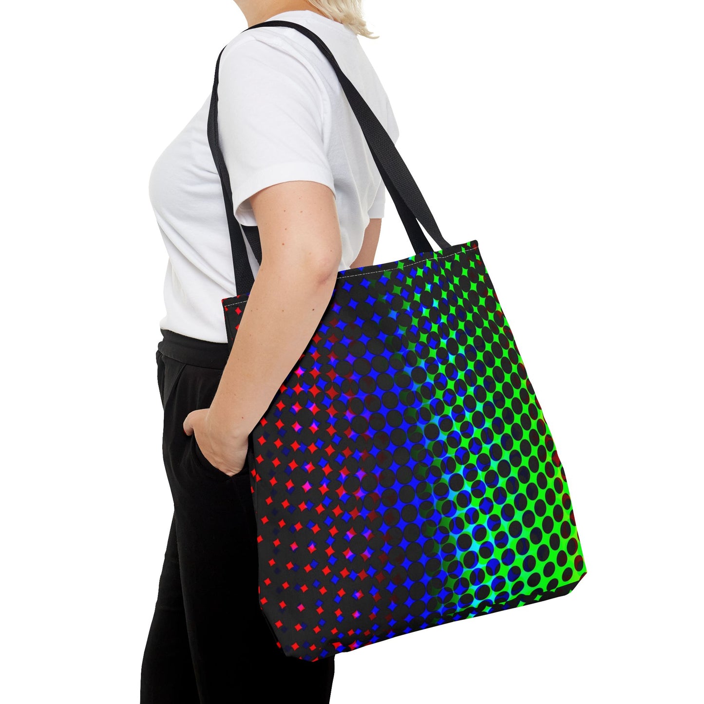 Vibrant Dot Print Tote Bag - Colorful Reusable Shopping Bag, Beach Tote