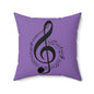 Musical Notes Pillow | Purple Throw Cushion for Music Lovers, Home Decor, Gift for Musicians, Note Design