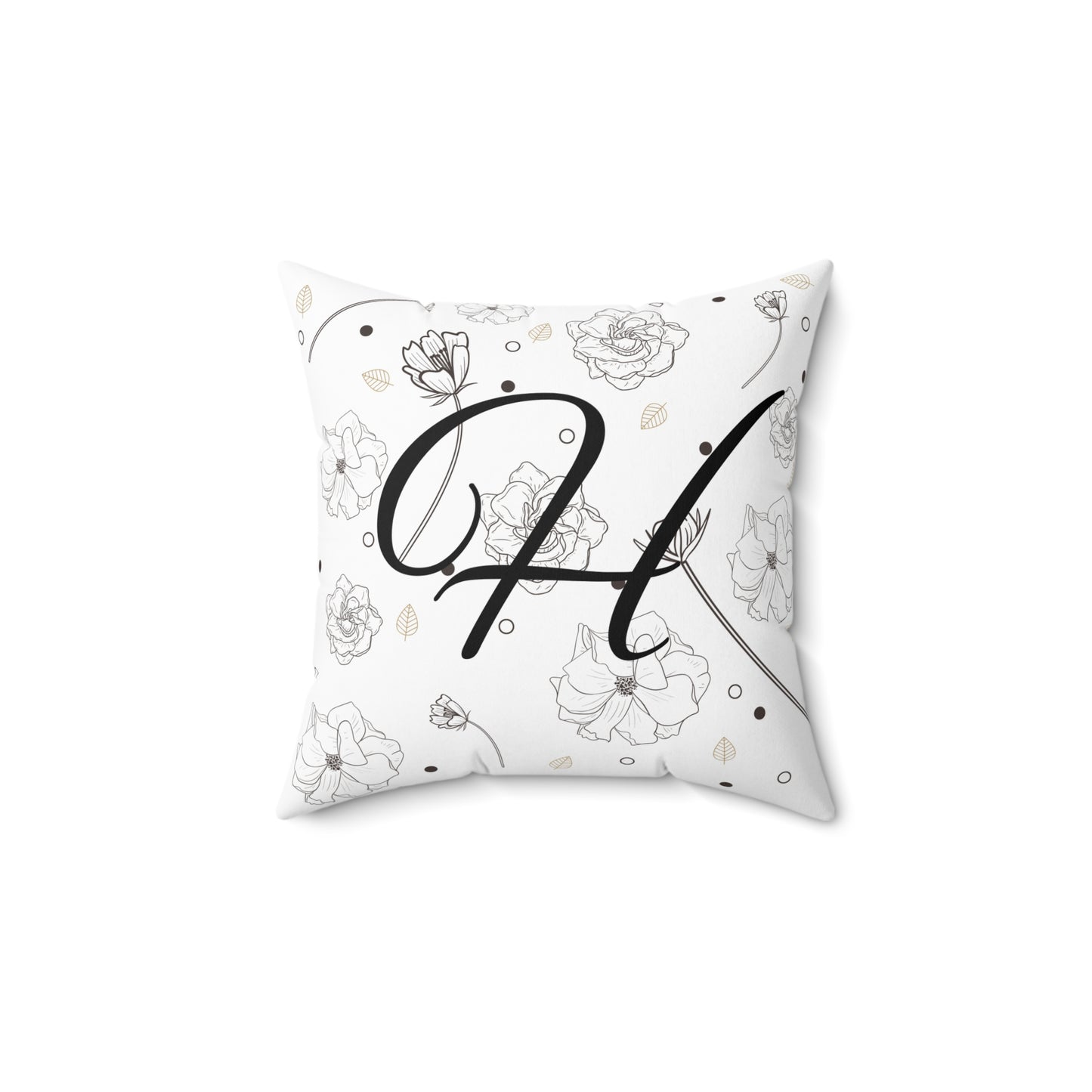Floral Monogram Square Pillow - Personalized